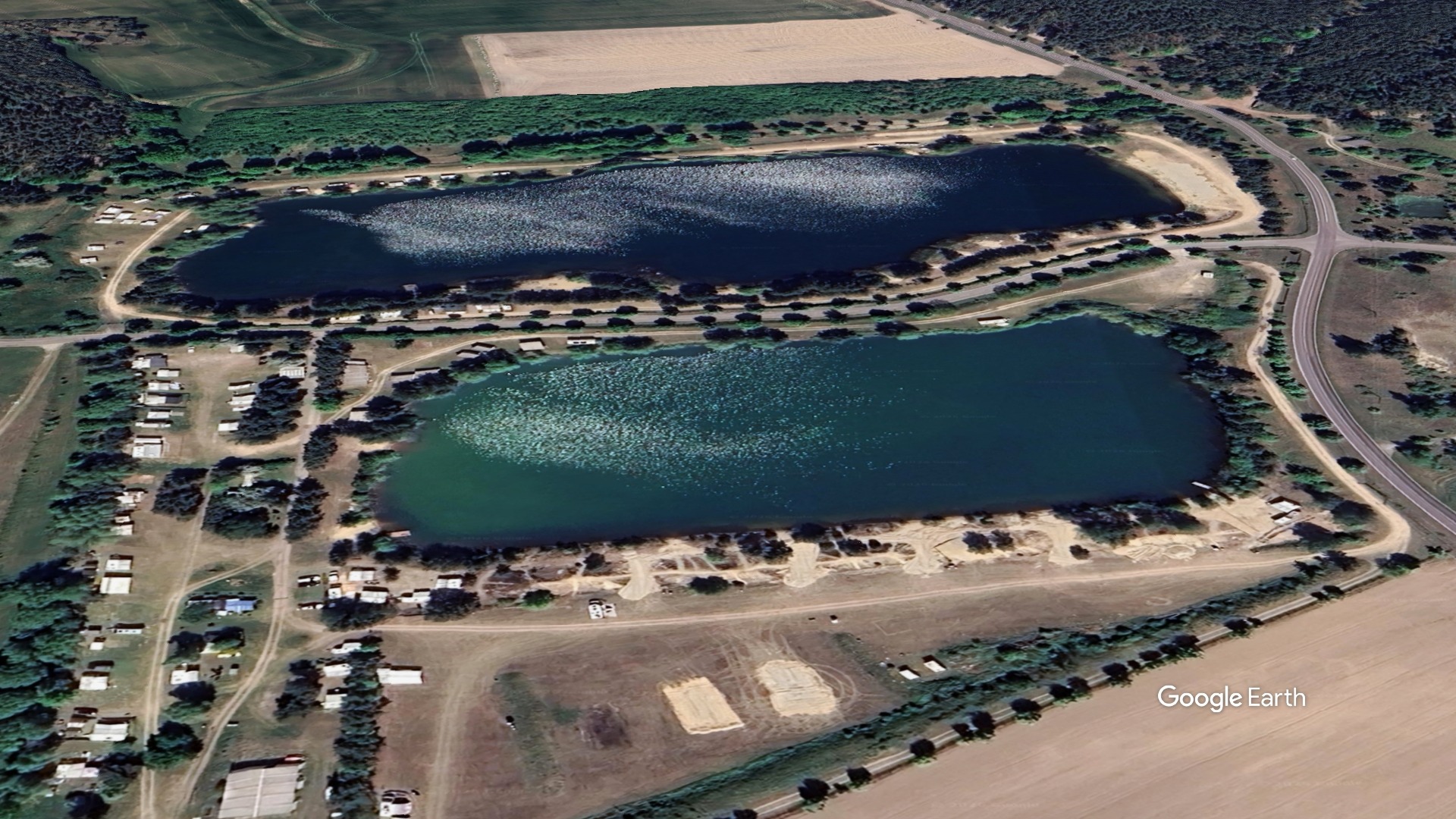 Campingplatz Nord- und Südsee in Angern aus der Vogelperspektive