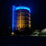 Das Gasometer Oberhausen bei Nacht